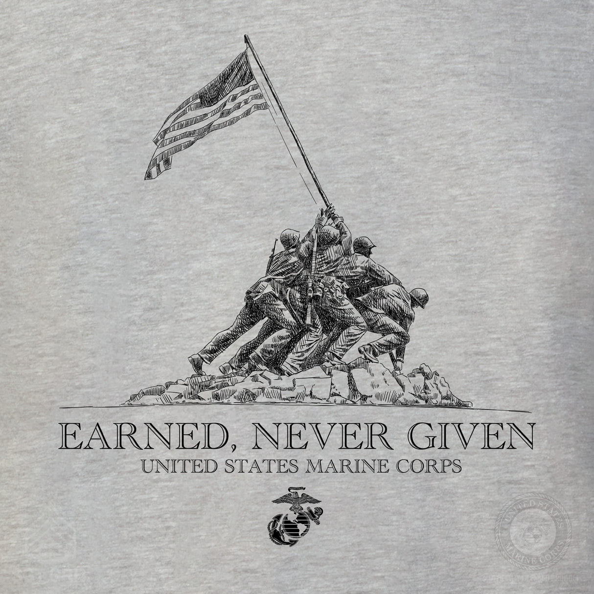 USMC Earned Never Given T-shirt- Back Design - SGT GRIT