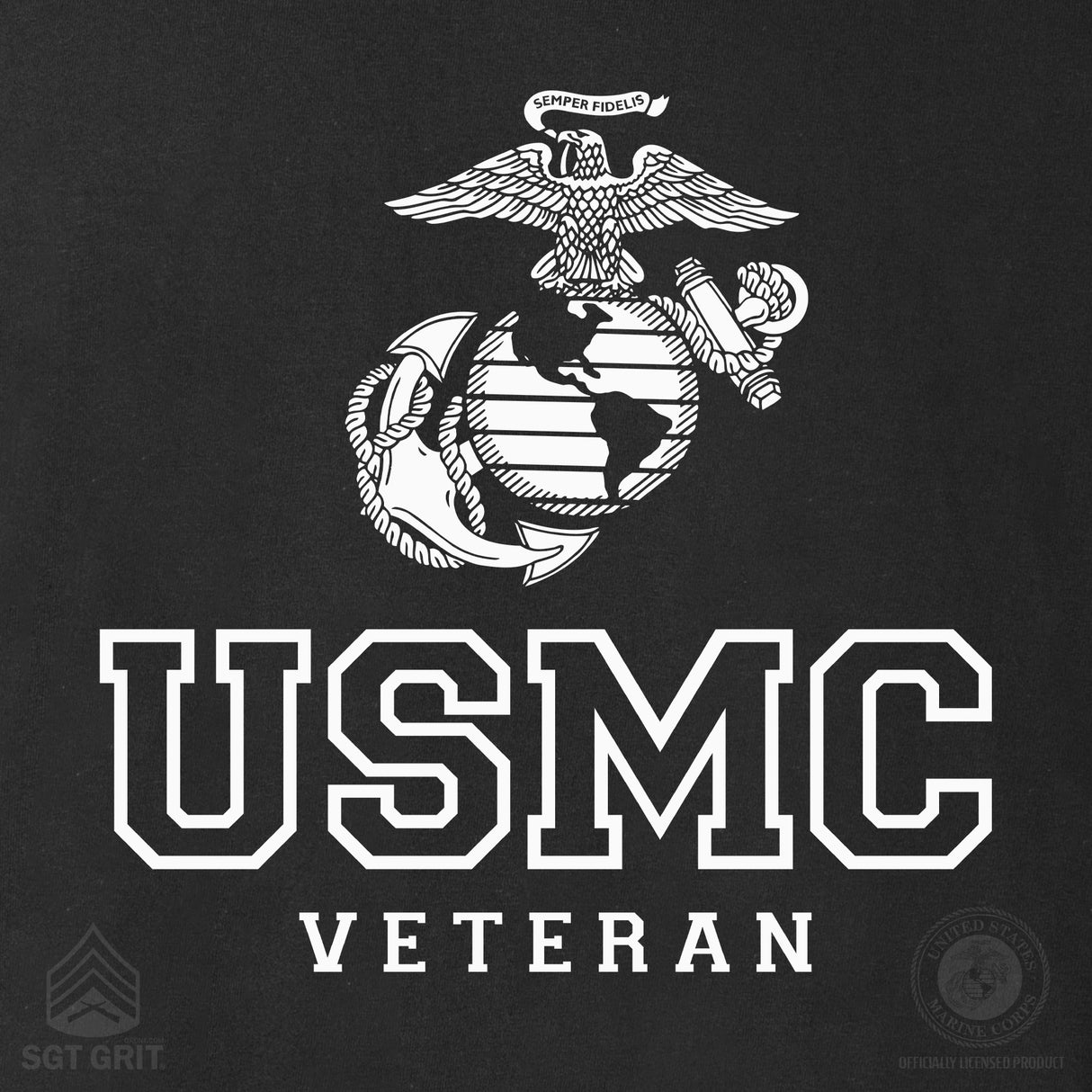 USMC Veteran Tonal T-shirt- Back Design - SGT GRIT