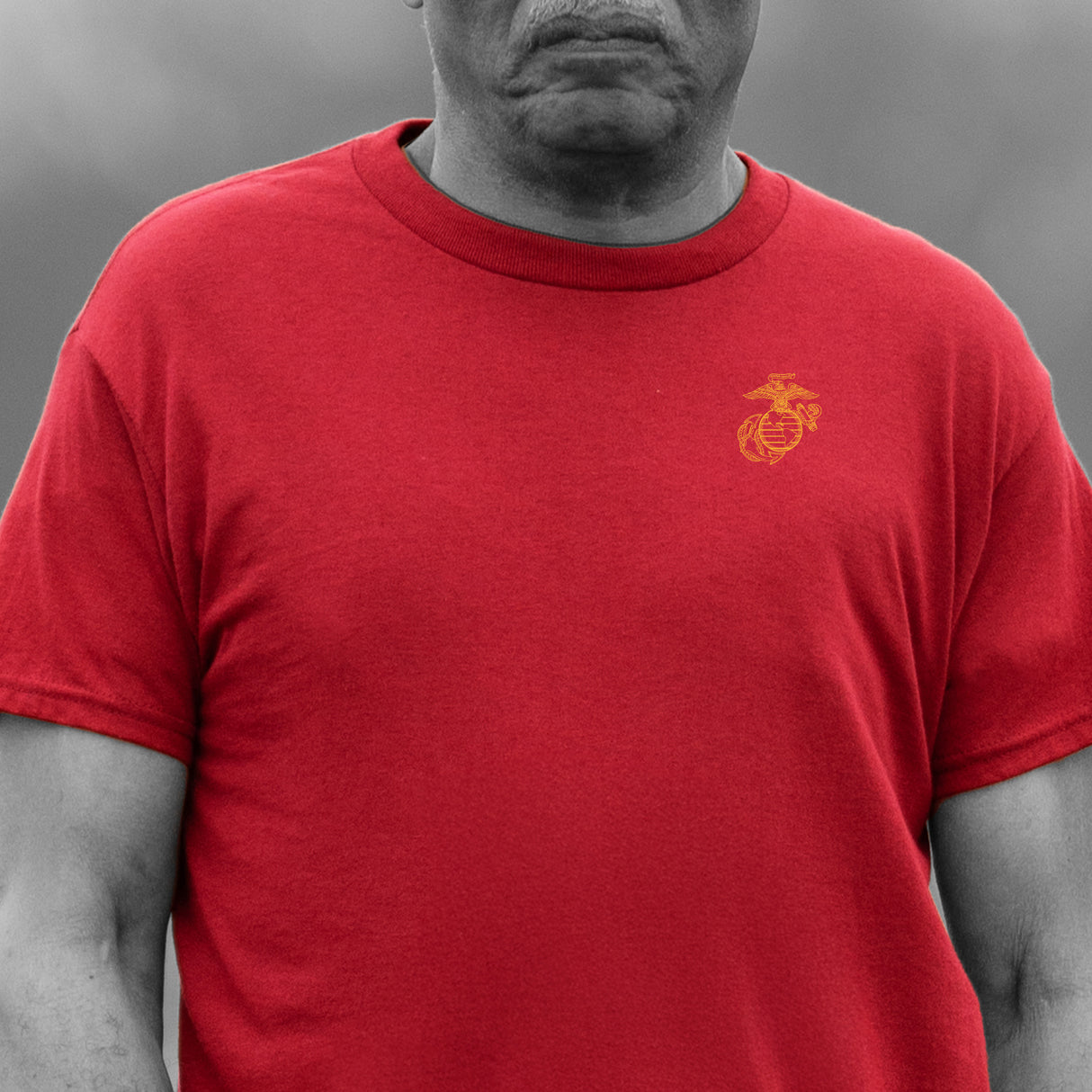 USMC Semper Fidelis T-shirt Gold on Red- Back Design - SGT GRIT