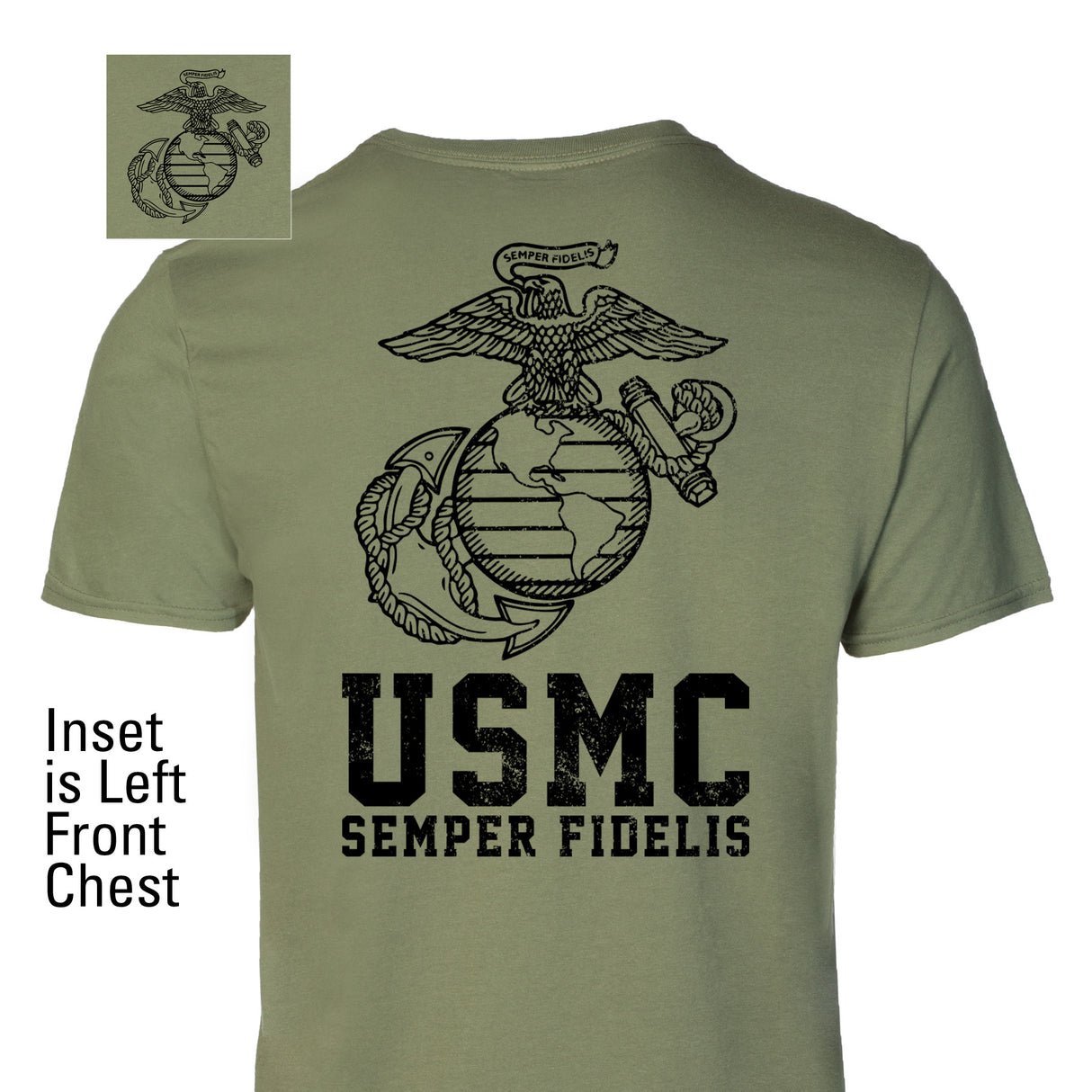 USMC Semper Fidelis T-shirt Gold on Red- Back Design - SGT GRIT