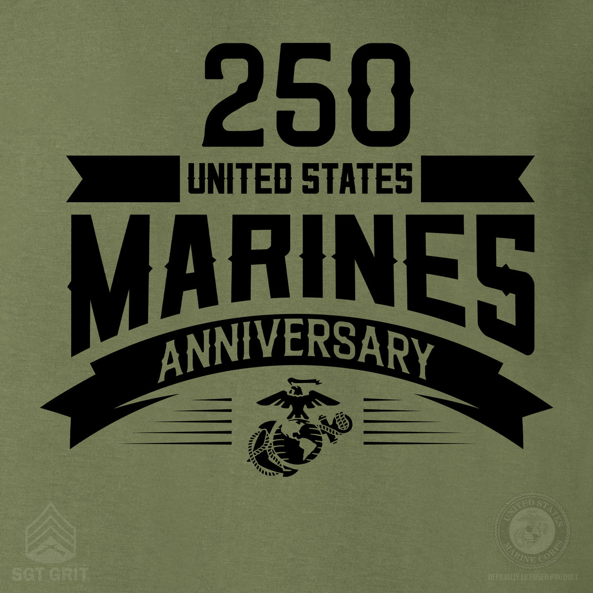 USMC 250th Anniversary Ribbon T-Shirt- Back Design - SGT GRIT