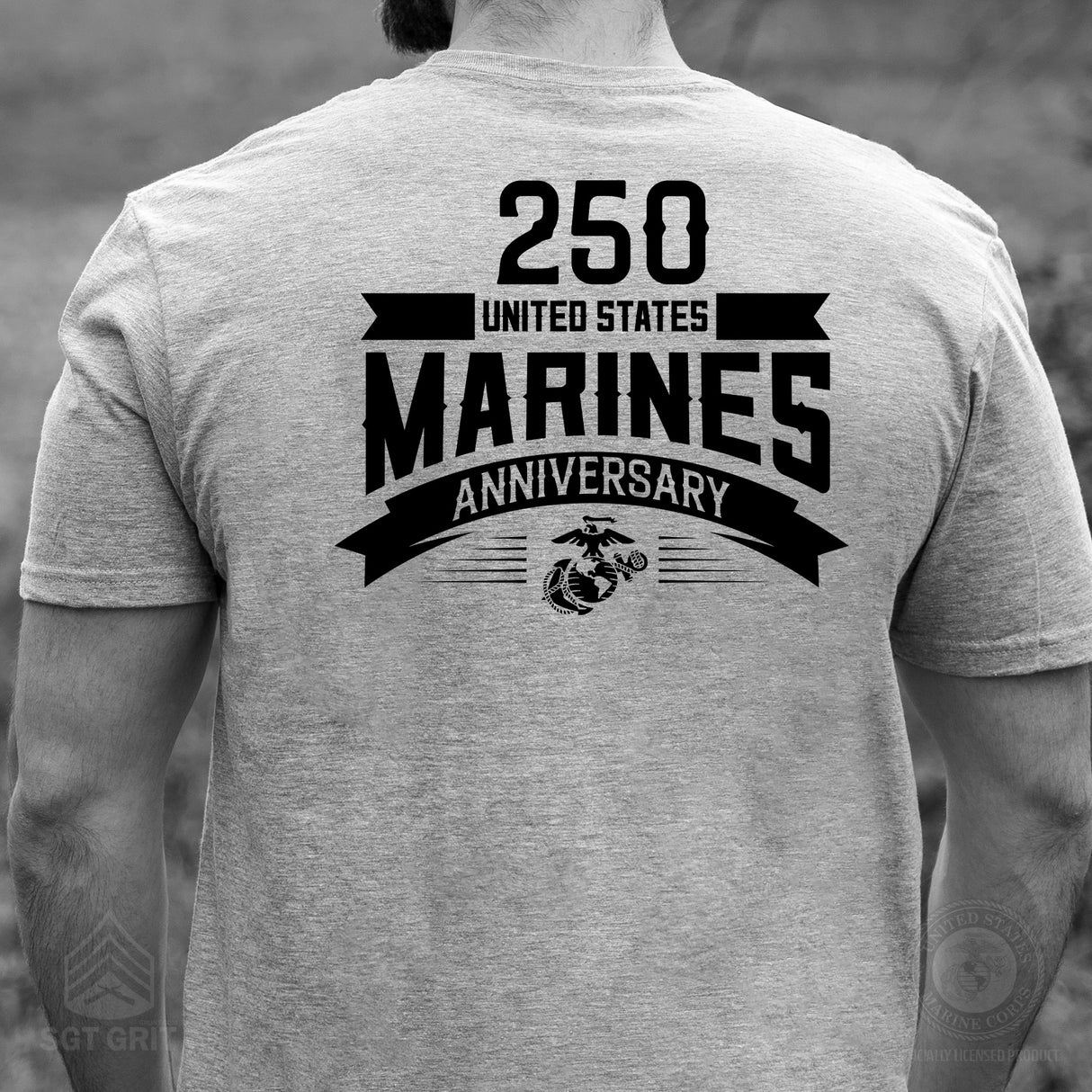 USMC 250th Anniversary Ribbon T-Shirt- Back Design - SGT GRIT