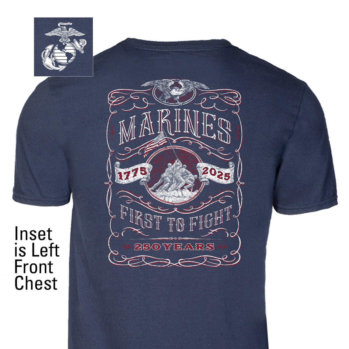 USMC 250 Years Iwo Jima T-Shirt- Back Design - SGT GRIT