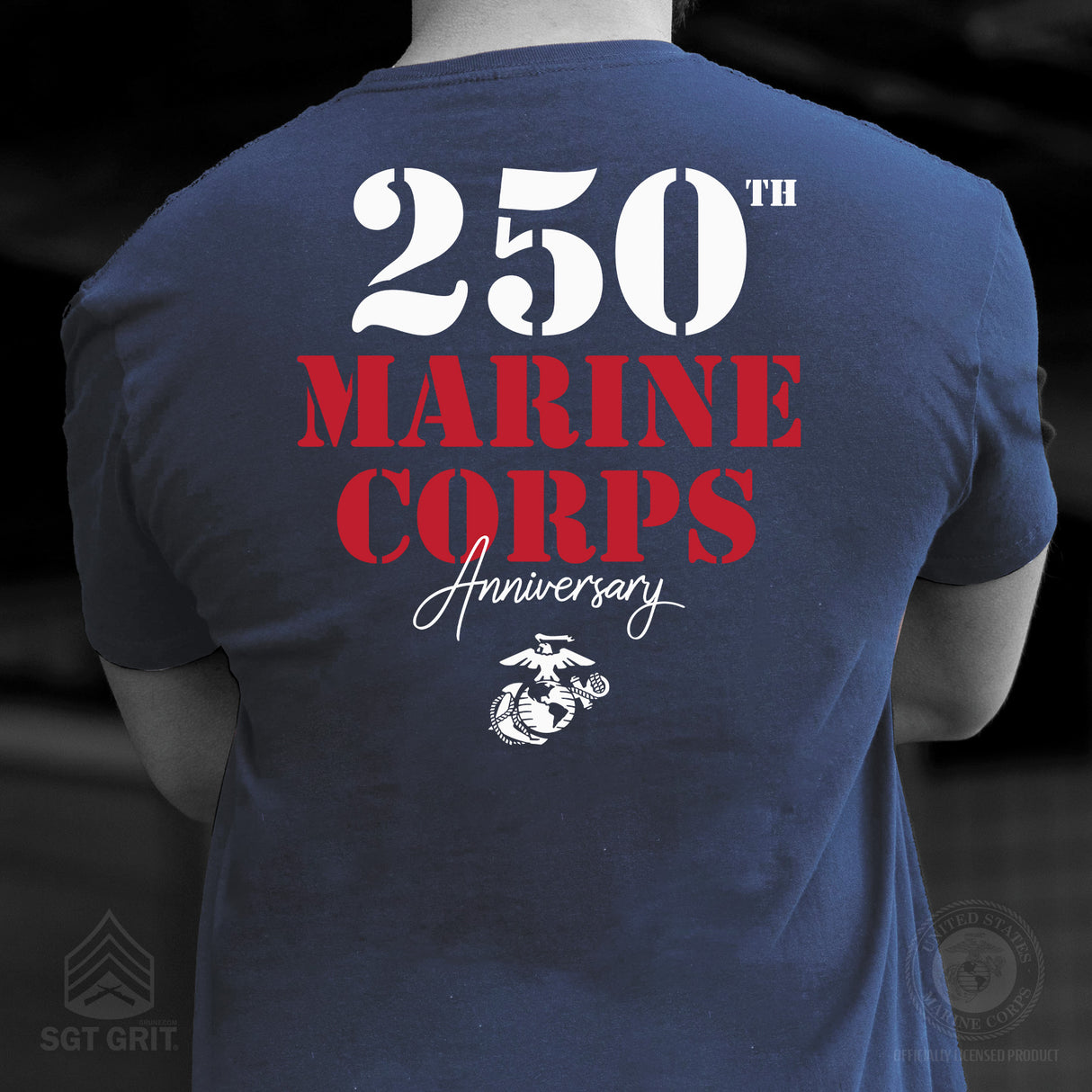 USMC 250th Anniversary Stencil T-Shirt- Back Design - SGT GRIT
