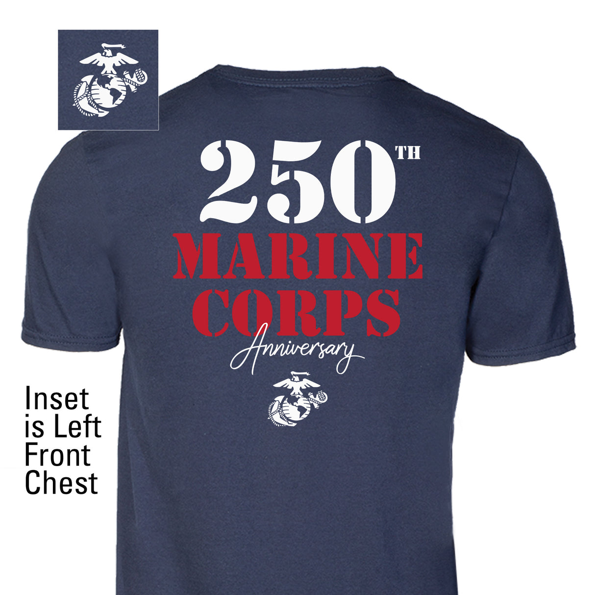 USMC 250th Anniversary Stencil T-Shirt- Back Design - SGT GRIT