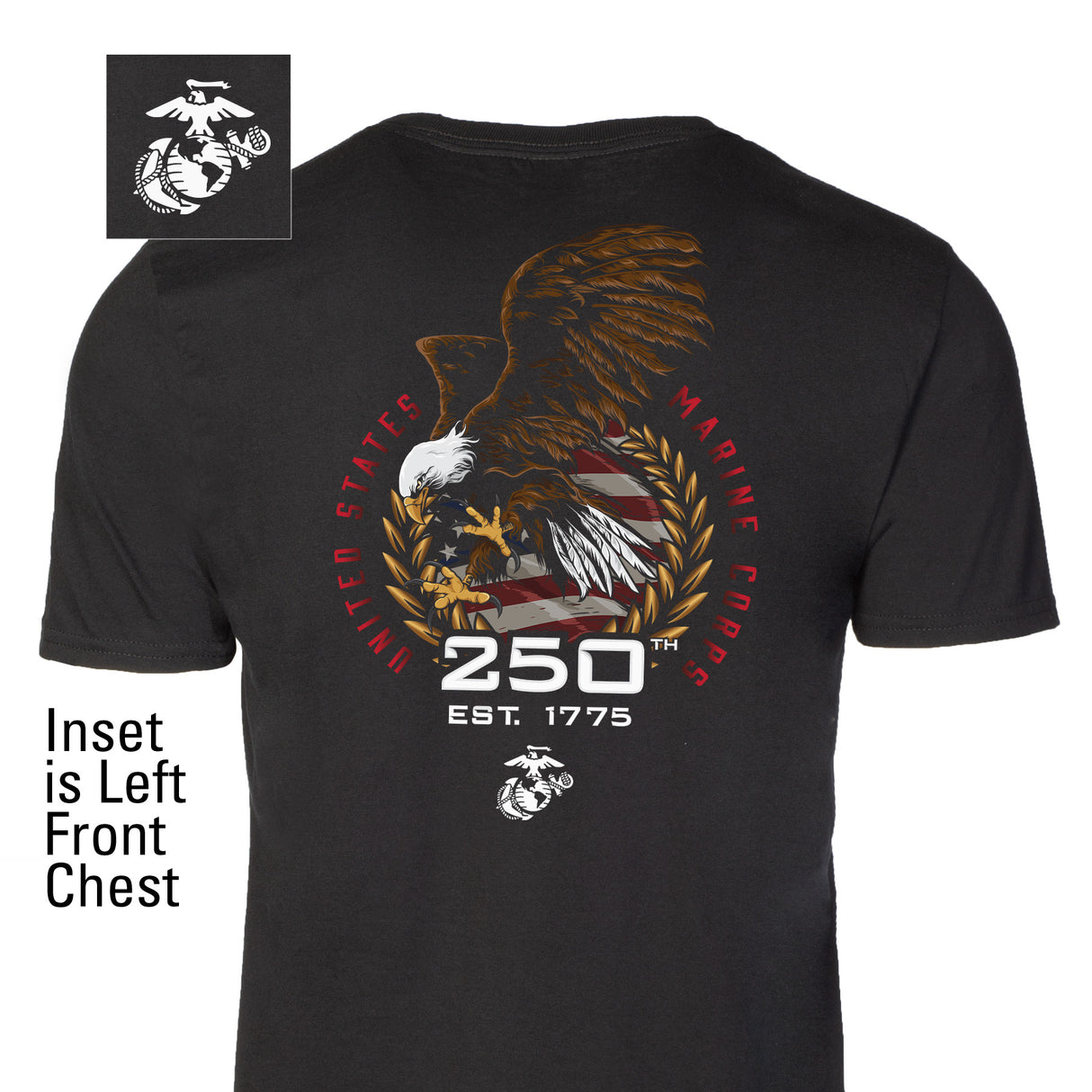 USMC 250th Anniversary Eagle T-Shirt- Back Design - SGT GRIT