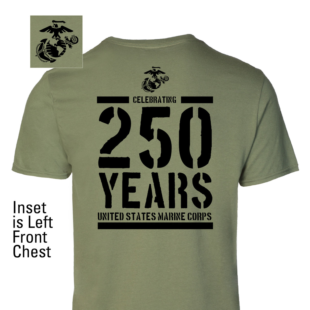 USMC Celebrating 250 Years T-Shirt- Back Design - SGT GRIT