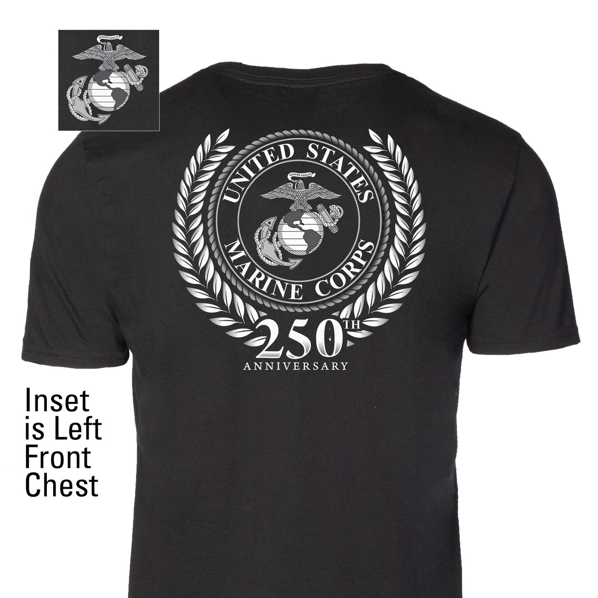 USMC 250th Anniversary Grayscale T-shirt- Back Design - SGT GRIT