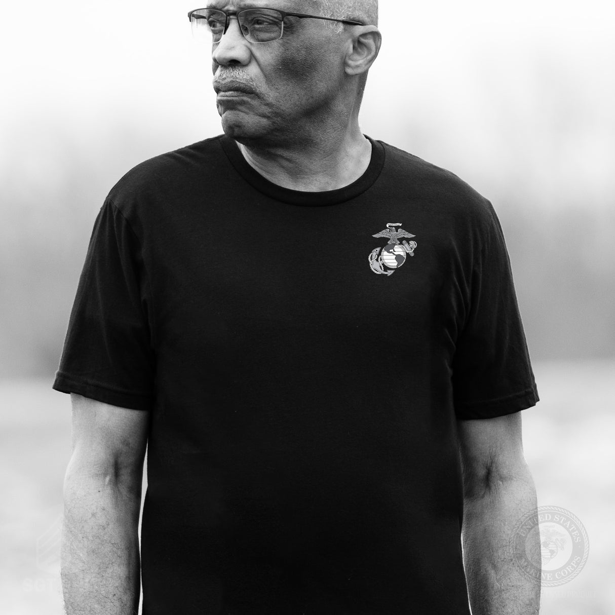 USMC 250th Anniversary Grayscale T-shirt- Back Design - SGT GRIT