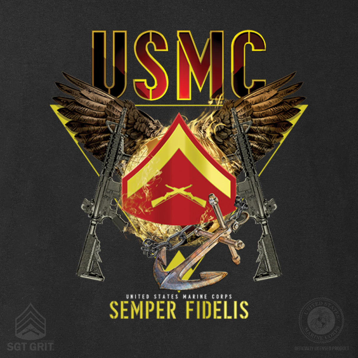 Exclusive Marine Corps T-shirt Customized by Rank- Back Design - SGT GRIT