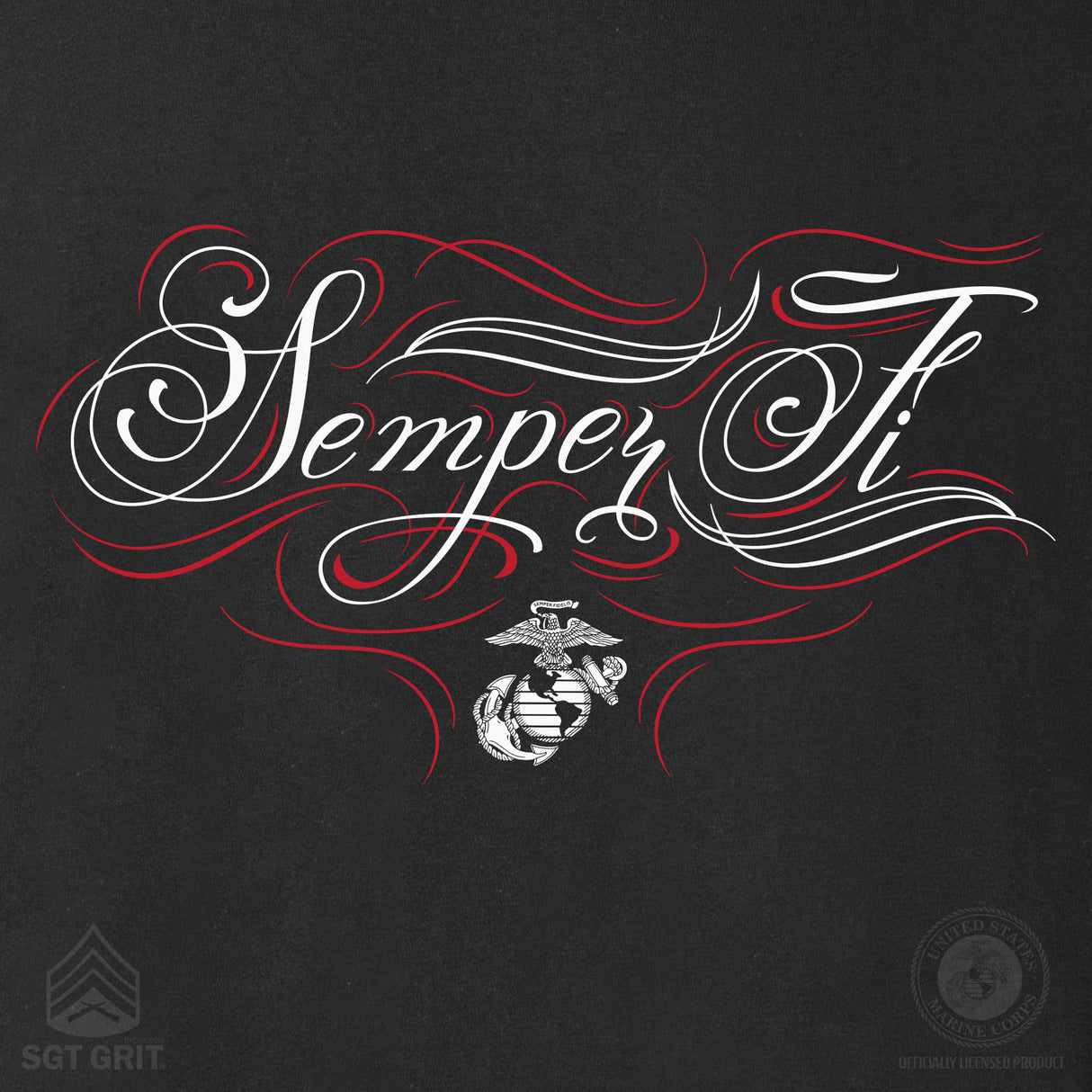 USMC Vintage Script Semper Fi T-Shirt - SGT GRIT