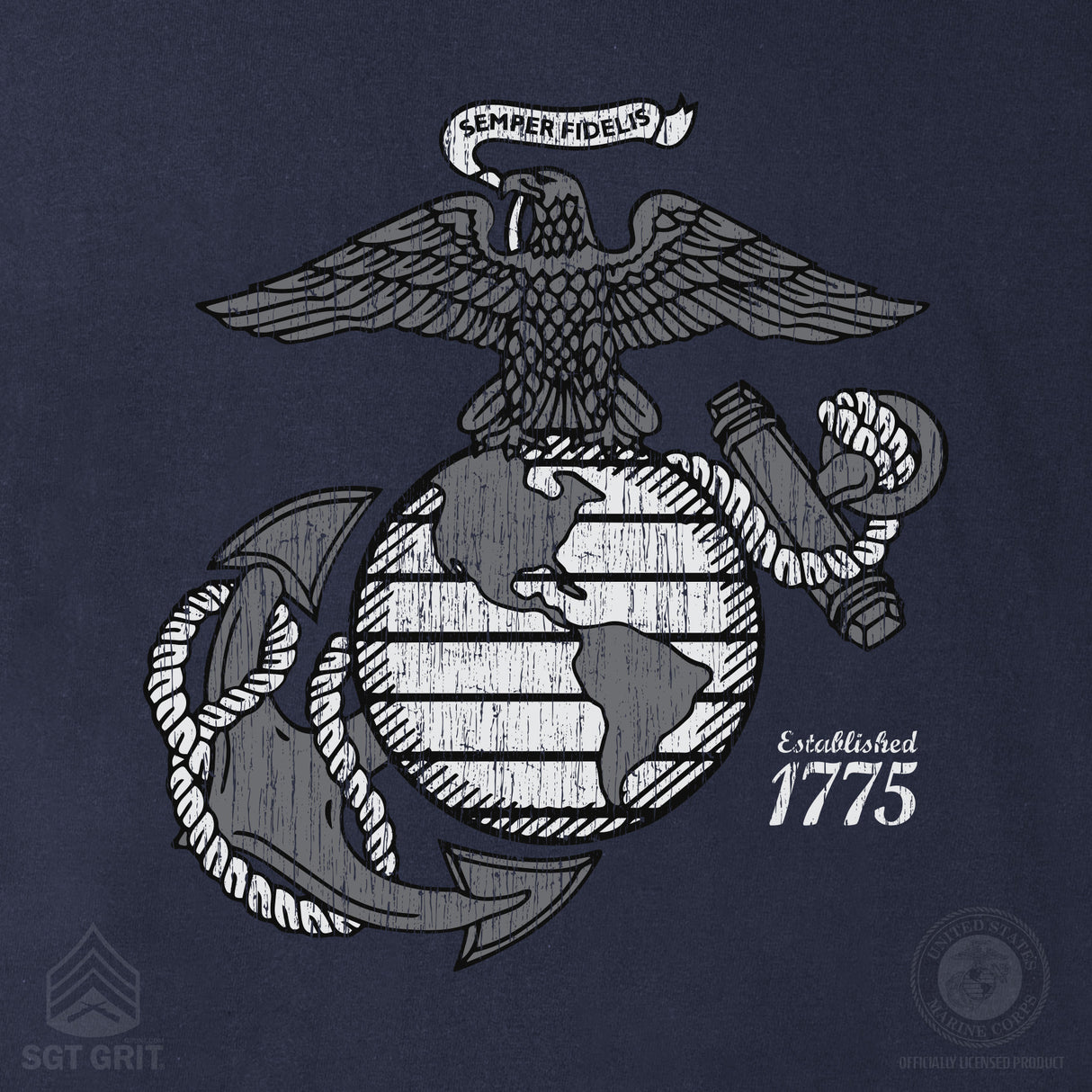 Grayscale Eagle, Globe, and Anchor T-Shirt - SGT GRIT