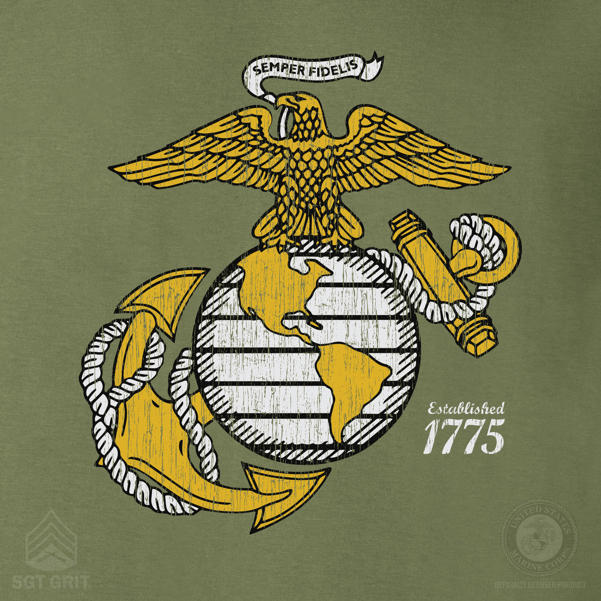 Gold Eagle, Globe, and Anchor T-Shirt - SGT GRIT