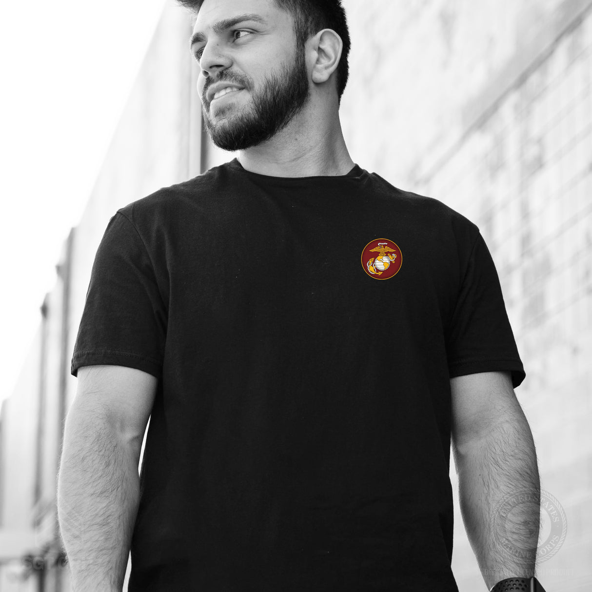 Marine Corp Flag and Seal T-Shirt- Back Design - SGT GRIT