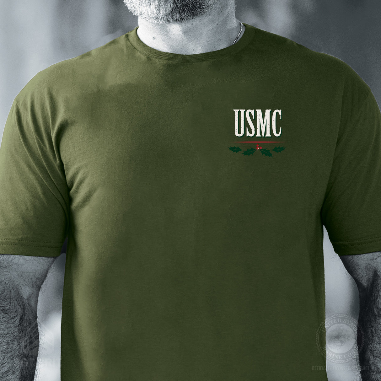 USMC Tun Tavern Christmas T-Shirt Back Design- OD Green (Copy) - SGT GRIT