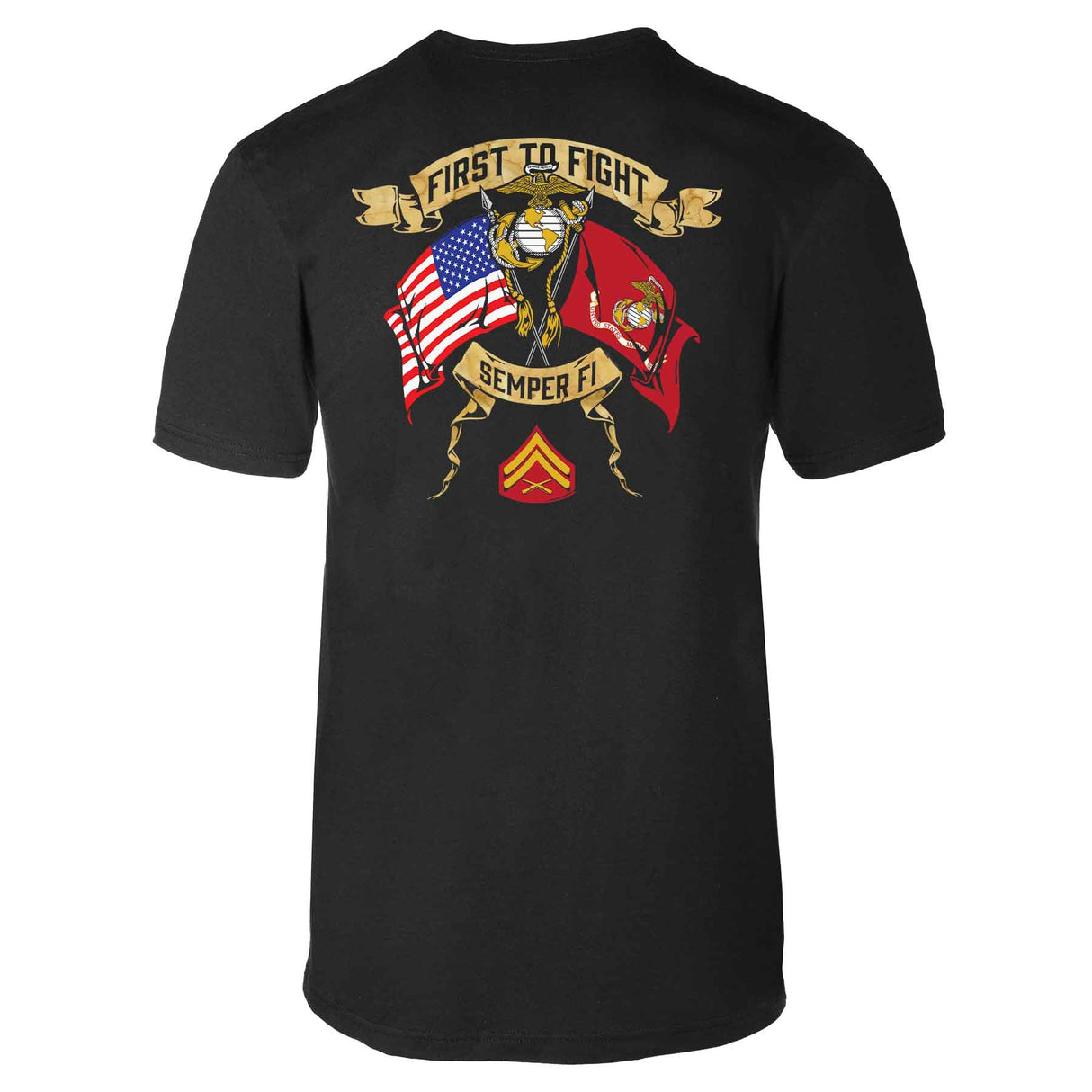Choose Your Rank USMC And USA Crossed Flags T-shirt - SGT GRIT