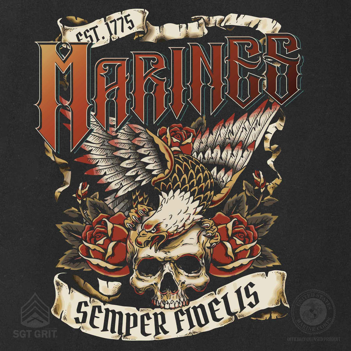 Marines Tattoo Artwork T-shirt - SGT GRIT