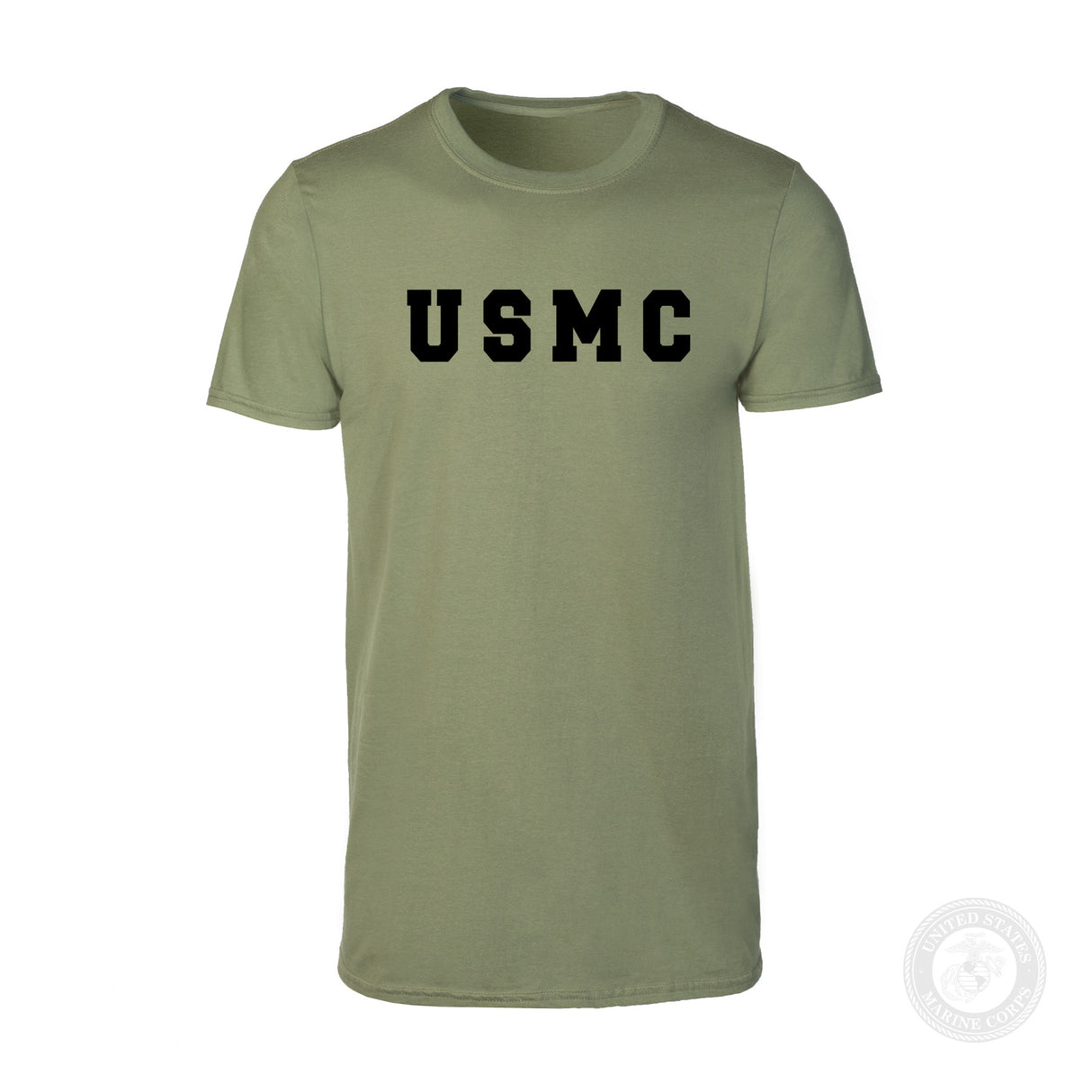 USMC Bold Black Letters on OD Green T-shirt - SGT GRIT