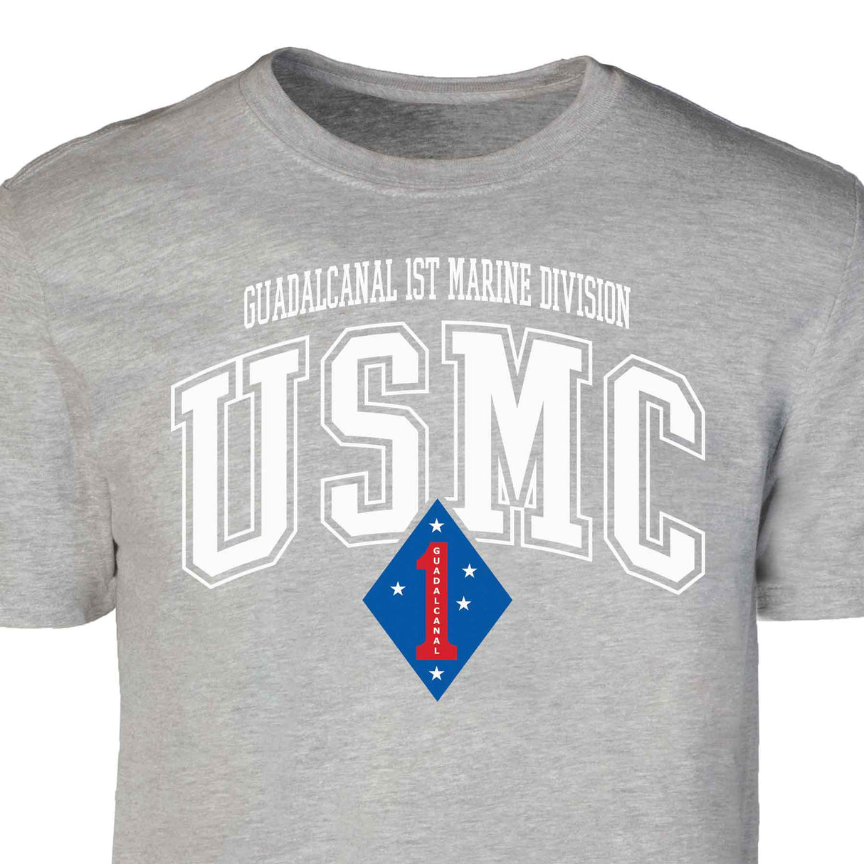 Guadalcanal 1st Marine Division Arched Patch Graphic T-shirt - SGT GRIT