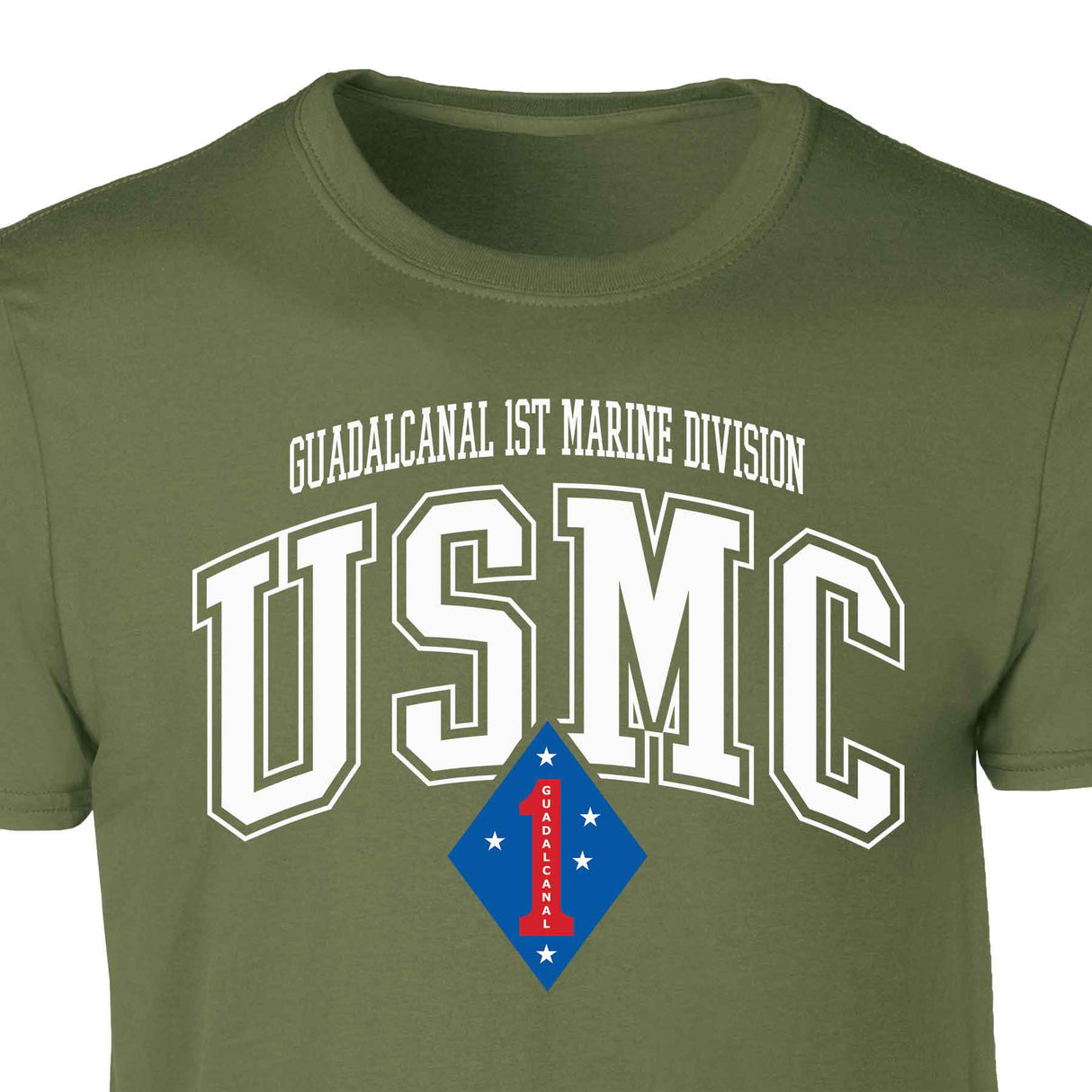 Guadalcanal 1st Marine Division Arched Patch Graphic T-shirt - SGT GRIT