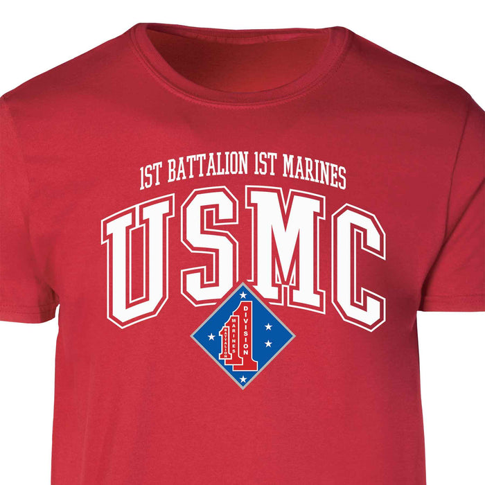 1st Battalion 1st Marines Arched Patch Graphic T-shirt - SGT GRIT