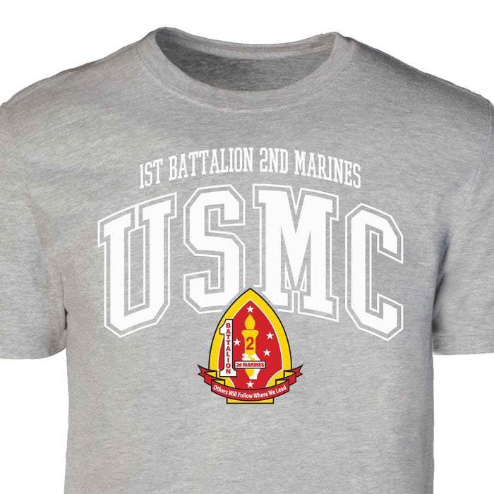 1st Battalion 2nd Marines Arched Patch Graphic T-shirt - SGT GRIT