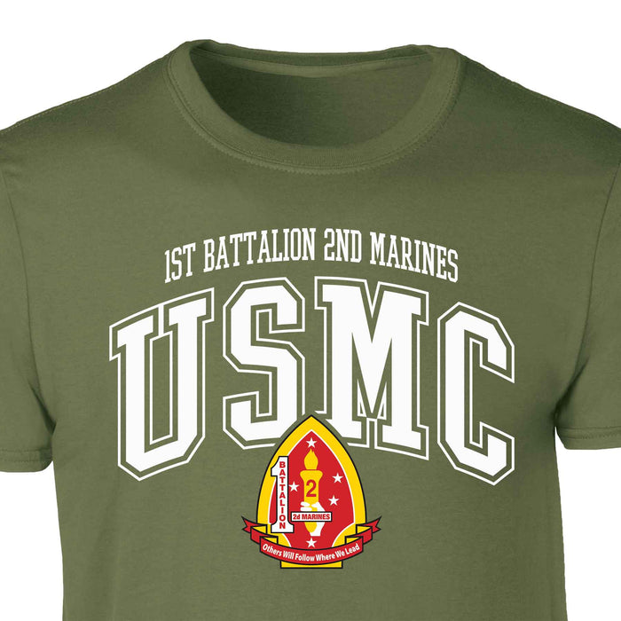 1st Battalion 2nd Marines Arched Patch Graphic T-shirt - SGT GRIT