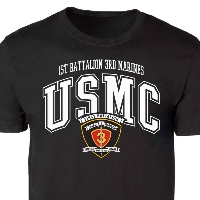 1st Battalion 3rd Marines Arched Patch Graphic T-shirt - SGT GRIT