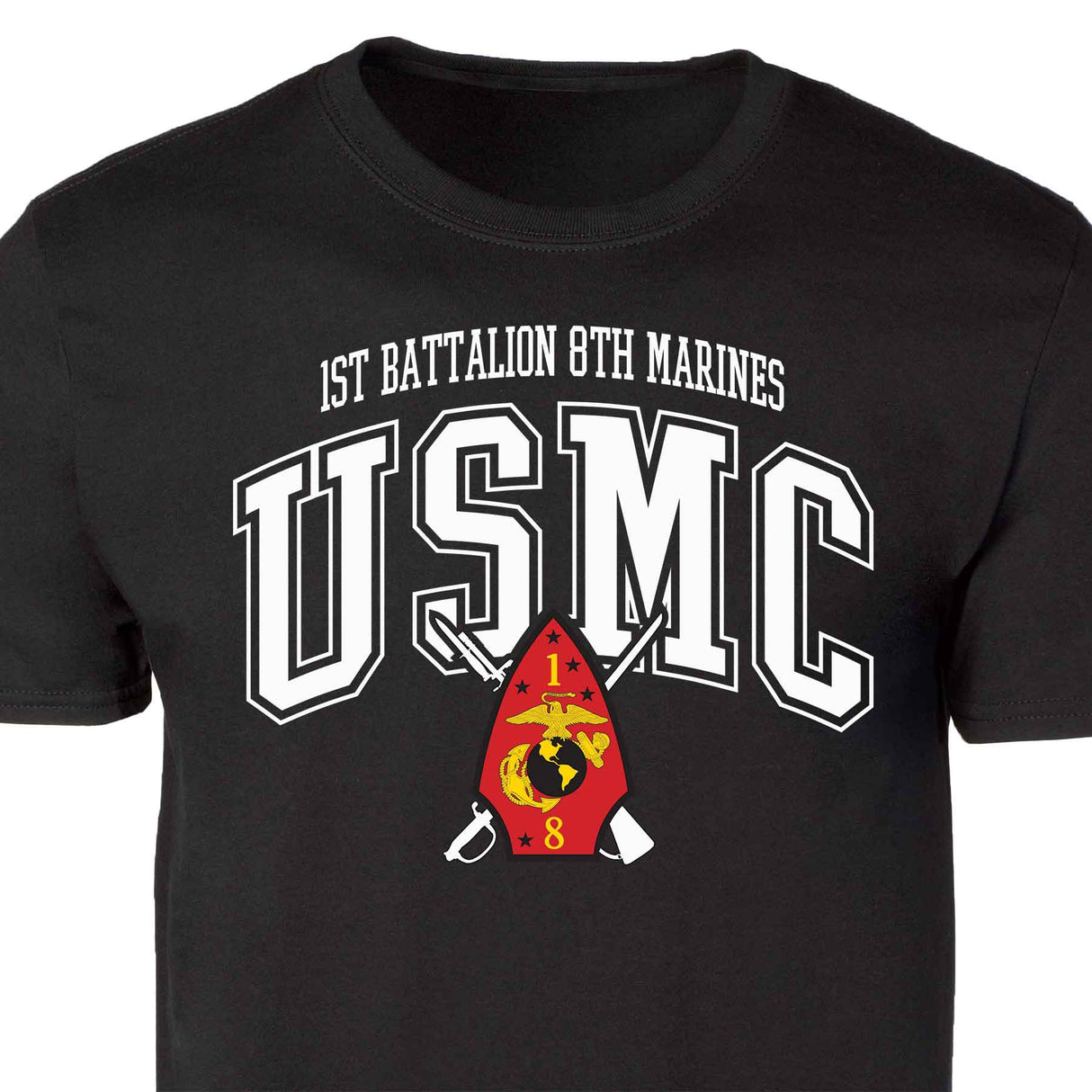 1st Battalion 8th Marines Arched Patch Graphic T-shirt - SGT GRIT