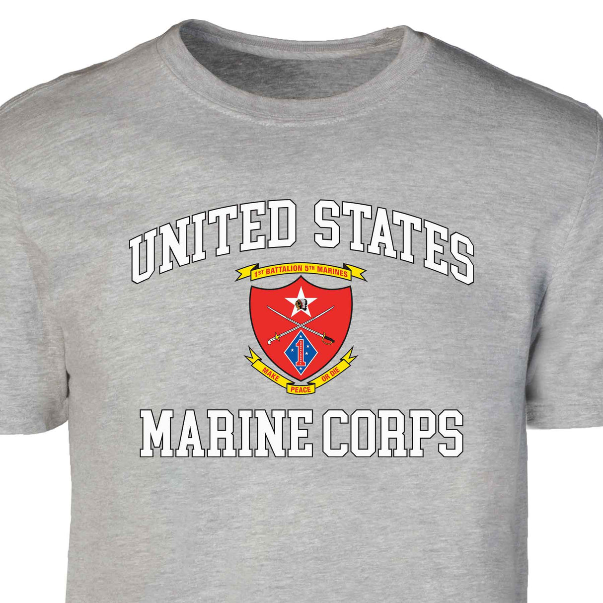 1st Battalion 5th Marines USMC Patch Graphic T-shirt - SGT GRIT