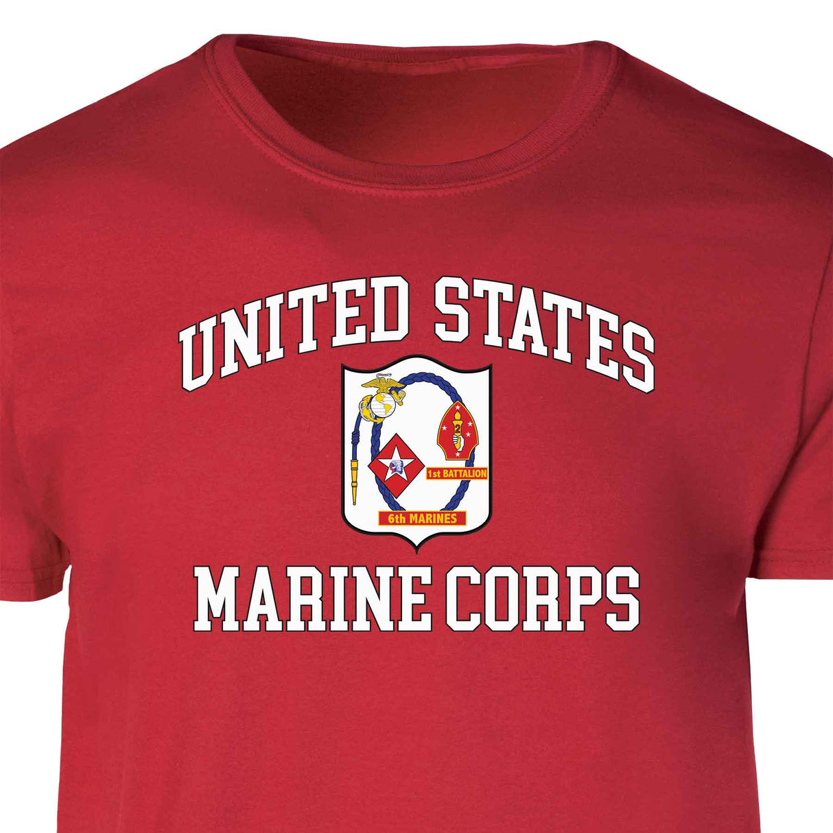 1st Battalion 6th Marines USMC Patch Graphic T-shirt - SGT GRIT