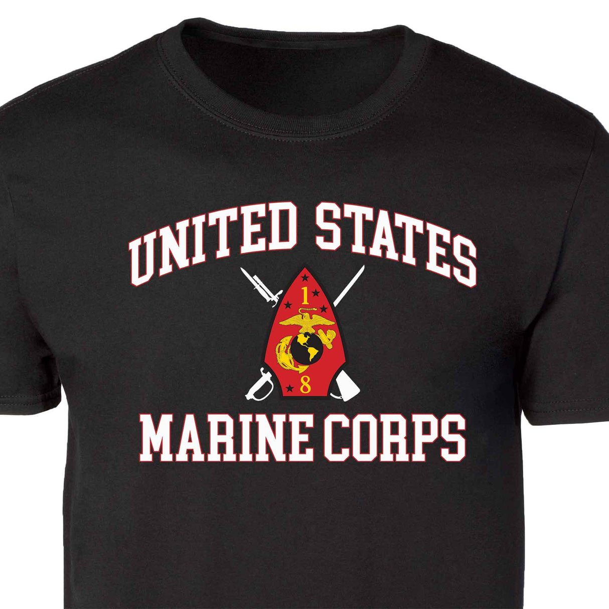 1st Battalion 8th Marines USMC Patch Graphic T-shirt - SGT GRIT