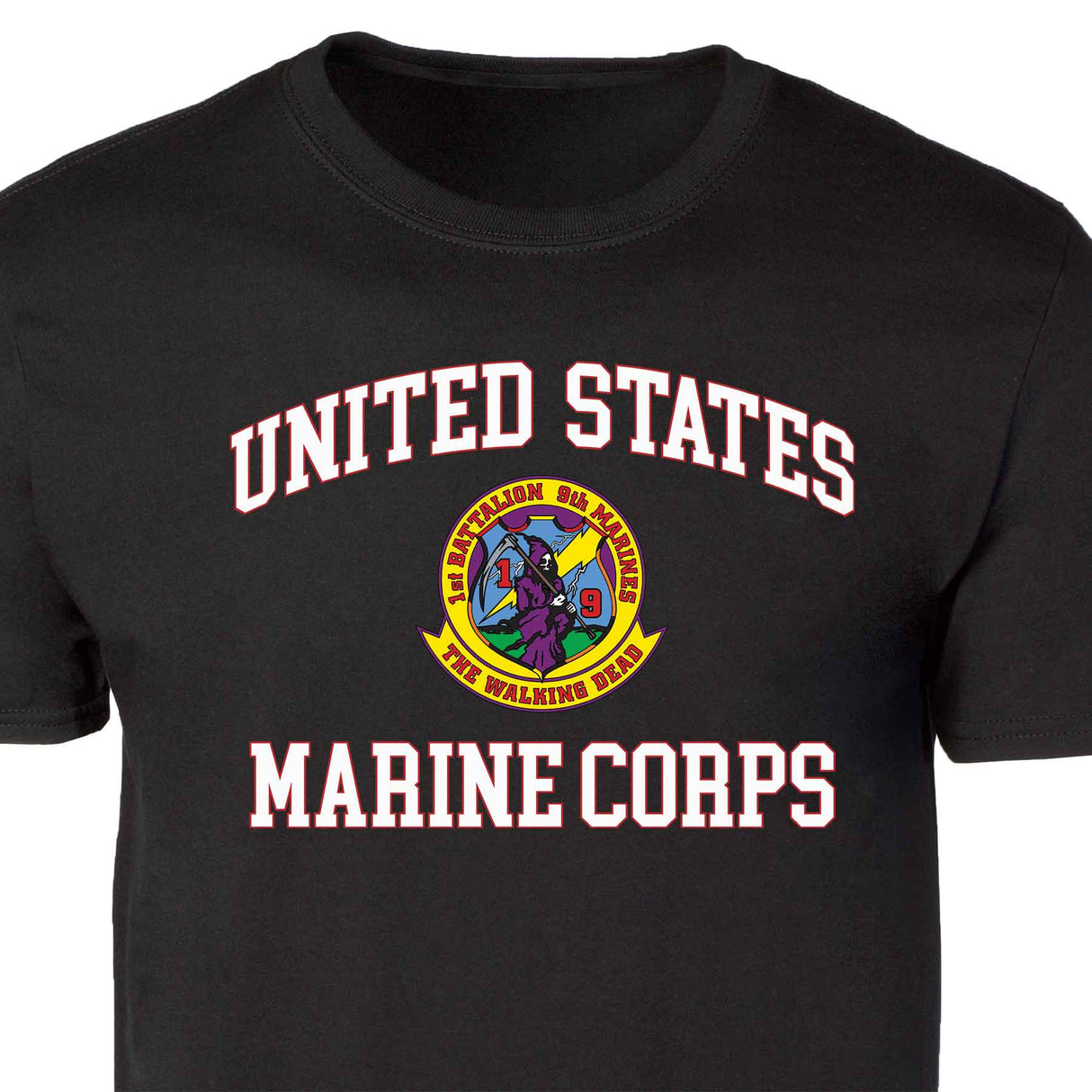 1st Battalion 9th Marines USMC Patch Graphic T-shirt - SGT GRIT