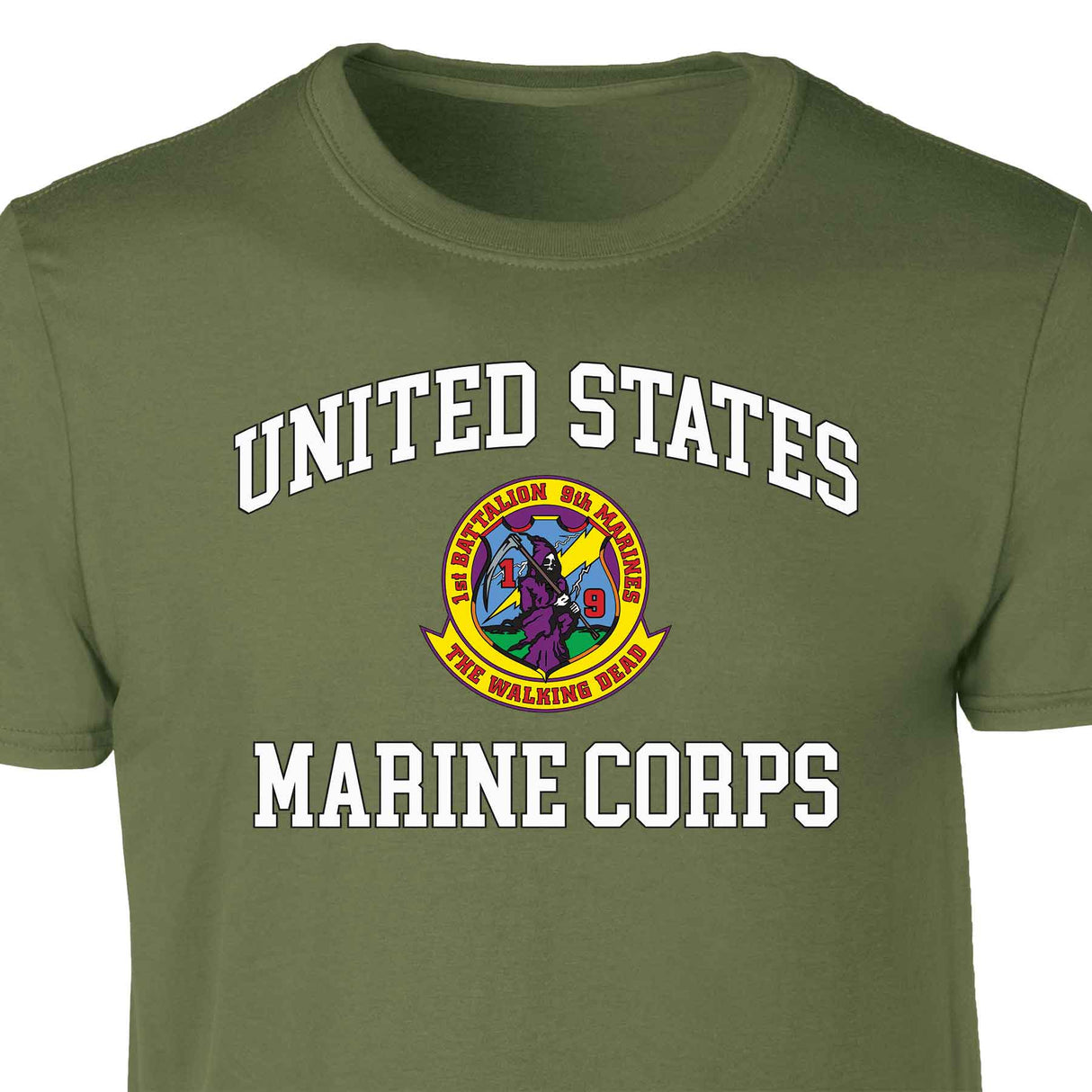 1st Battalion 9th Marines USMC Patch Graphic T-shirt - SGT GRIT