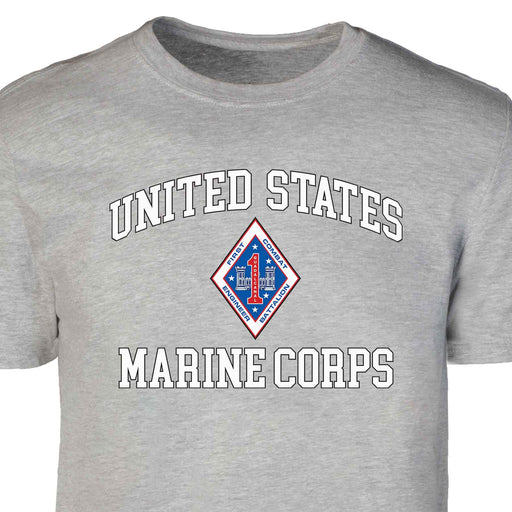 1st Combat Engineer Battalion USMC  Patch Graphic T-shirt - SGT GRIT