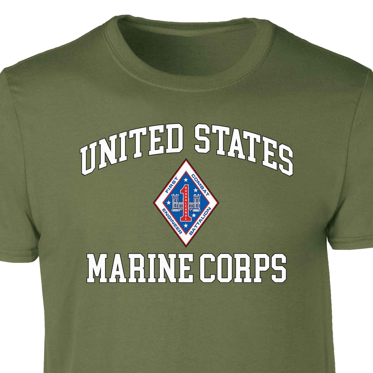 1st Combat Engineer Battalion USMC Patch Graphic T-shirt - SGT GRIT