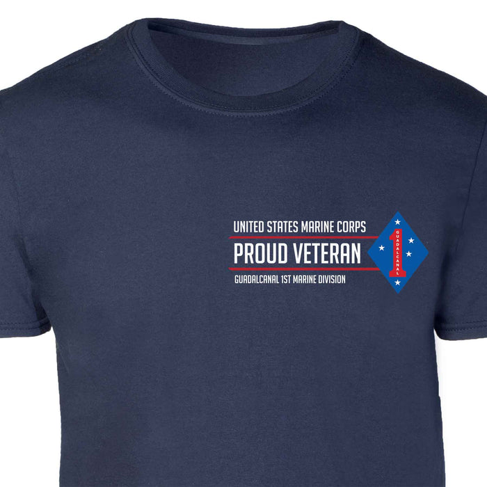 Guadalcanal 1st Marine Division Proud Veteran Patch Graphic T-shirt - SGT GRIT