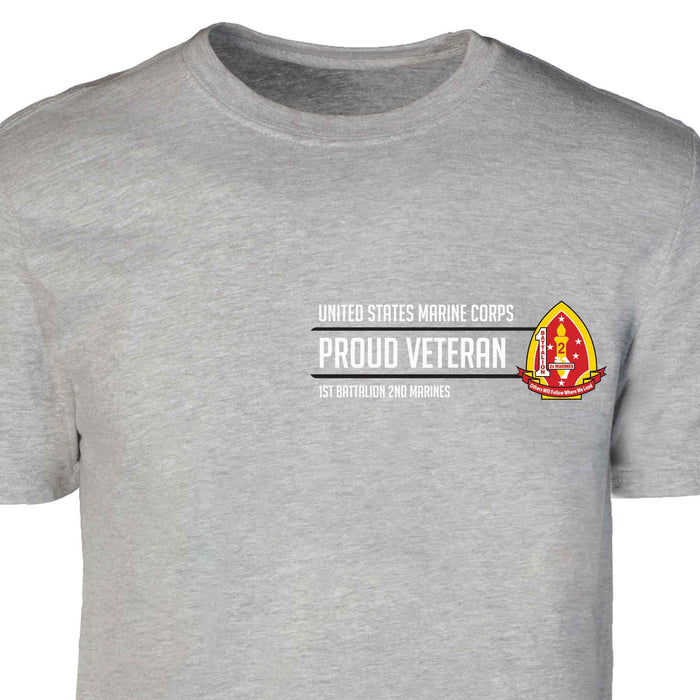 1st Battalion 2nd Marines Proud Veteran Patch Graphic T-shirt - SGT GRIT