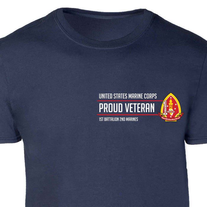 1st Battalion 2nd Marines Proud Veteran Patch Graphic T-shirt - SGT GRIT