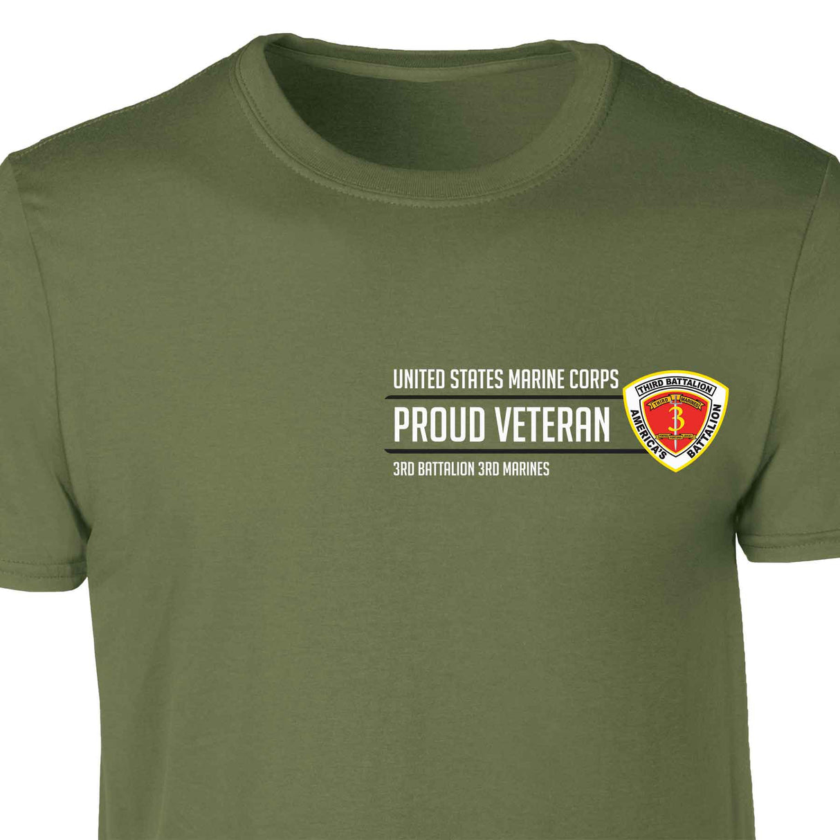 3rd Battalion 3rd Marines Proud Veteran Patch Graphic T-shirt - SGT GRIT
