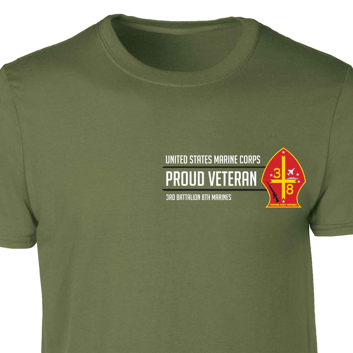 3rd Battalion 8th Marines Proud Veteran Patch Graphic T-shirt - SGT GRIT