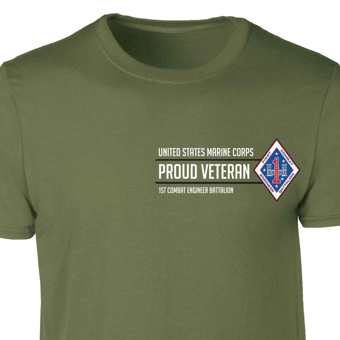 1st Combat Engineer Battalion Proud Veteran Patch Graphic T-shirt - SGT GRIT