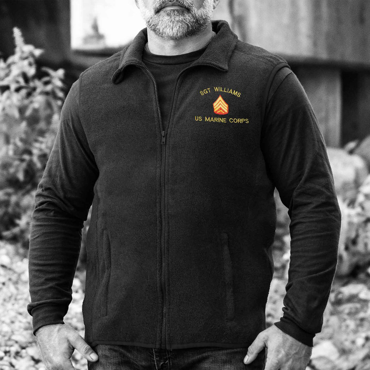 Custom USMC Embroidered Fleece Vest - SGT GRIT
