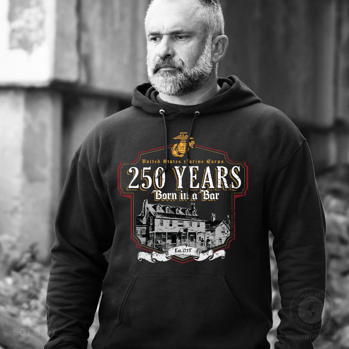 USMC Born in a Bar 250 Years Hoodie - SGT GRIT