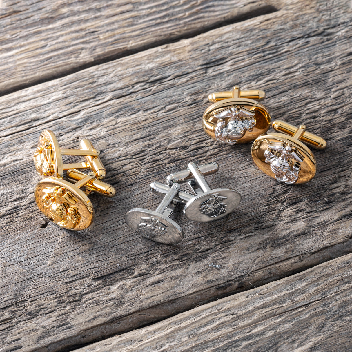 Eagle Globe and Anchor Silver Cufflinks Right and Left - SGT GRIT