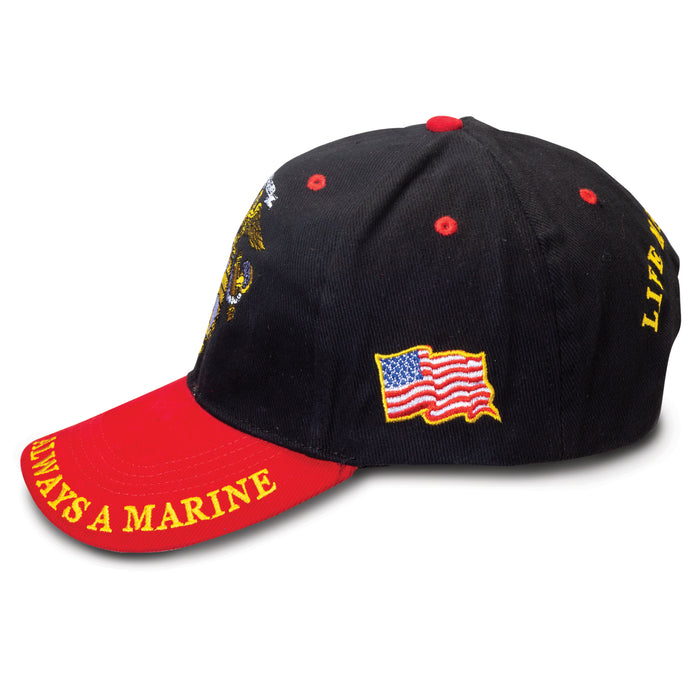 Once a Marine Always a Marine Hat- Black, Red, and Gold - SGT GRIT