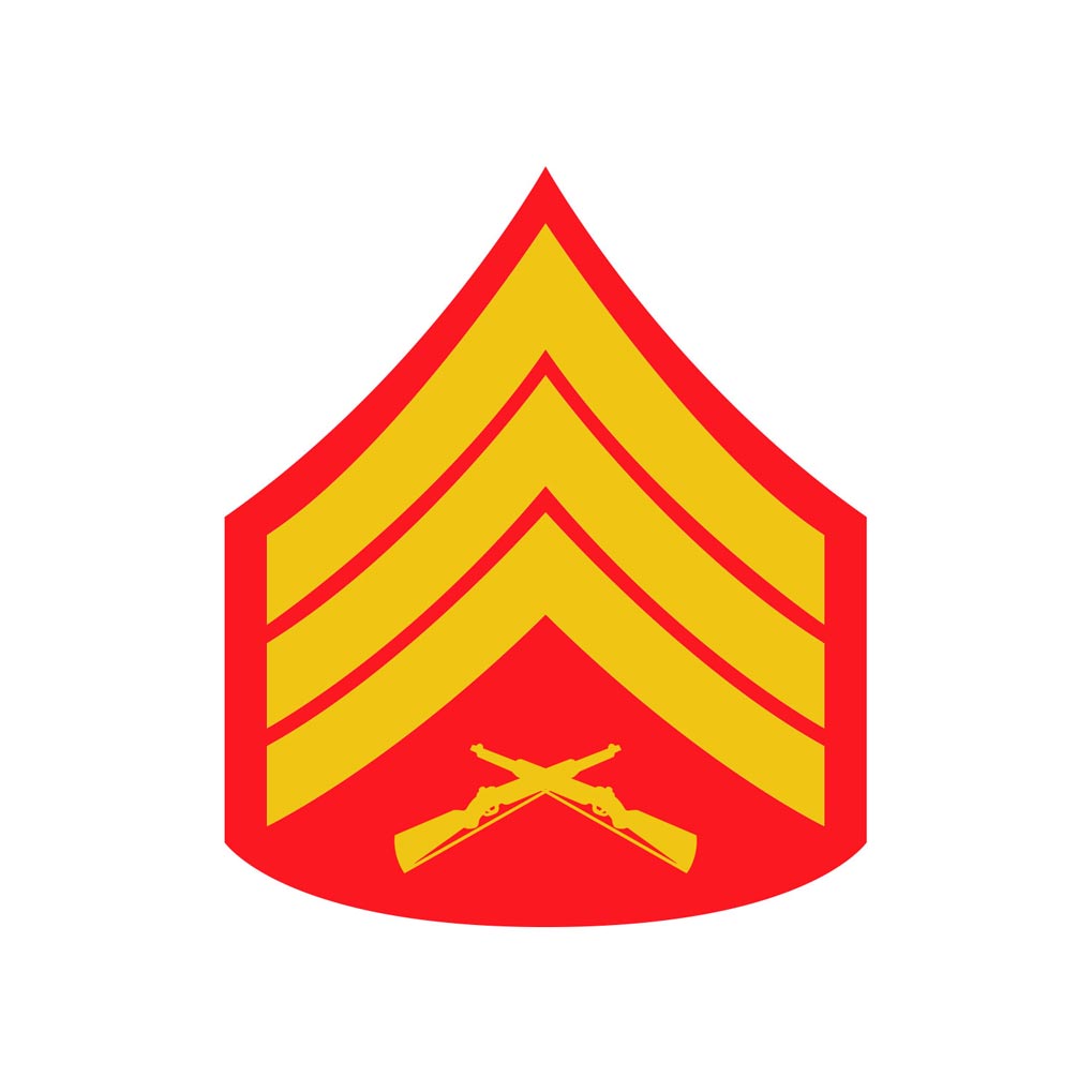 Sergeant Red and Gold Rank Insignia Decal - SGT GRIT