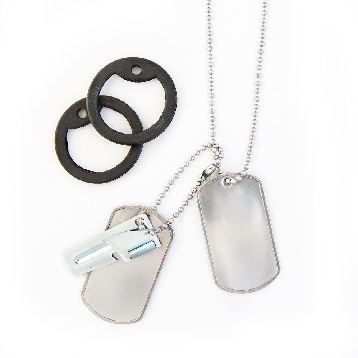 Stainless Steel Dull Finish Dog Tags with FREE P38 Can Opener - SGT GRIT