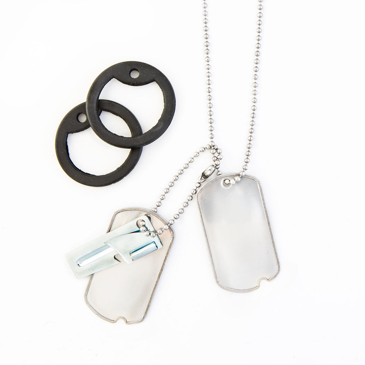 Notched Stainless Steel Dog Tags with FREE P38 Can Opener - SGT GRIT