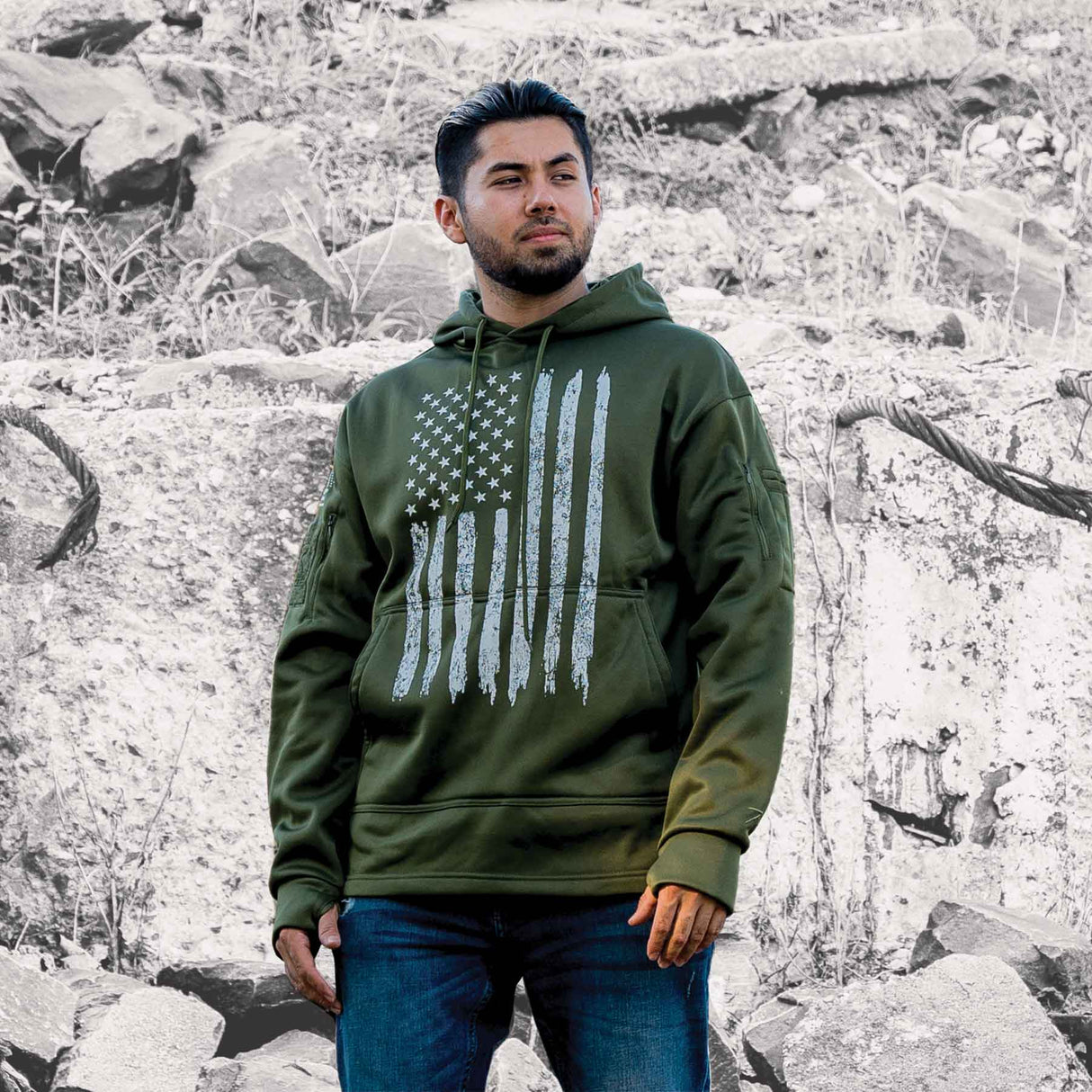 Distressed Flag Concealed Carry Hoodie - SGT GRIT